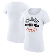 Women's G-III 4Her by Carl Banks White Philadelphia Flyers City Graphic Sport Fitted Crewneck T-Shirt